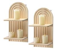 MALSSE 2 mensole da parete ad arco in legno a doppio strato per esposizione di piante mensola galleggiante per cucina bagno decorazioni per la casa minimalisti decorazioni per la casa