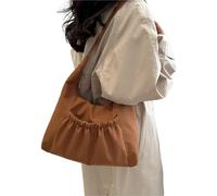 MALSSE 2024 NUOVA Borsa a Spalla di Colore Solido Borsa Shopping Bag Grande Capacità Per Le Donne Ragazza Borsa di Tela Quotidiano Pendolari, Marrone, One Size