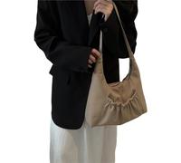 MALSSE 2024 NUOVA Borsa a Spalla di Colore Solido Borsa Shopping Bag Grande Capacità Per Le Donne Ragazza Borsa di Tela Quotidiano Pendolari, cachi, One Size