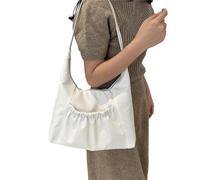 MALSSE 2024 NUOVA Borsa a Spalla di Colore Solido Borsa Shopping Bag Grande Capacità Per Le Donne Ragazza Borsa di Tela Quotidiano Pendolari, bianco, One Size