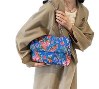 MALSSE 2024 NUOVA borsa a tracolla moda fiore modello borsa per ragazza donna borsa a tracolla grande capacità, Blu, One Size