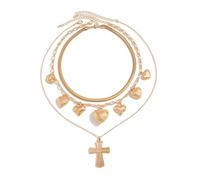 MALSSE 3Pcs Herringbone Snake Catena Dei Monili Dichiarazione Strati Collana Con Croci E Ciondolo Cuore Per Le Donne di Modo Avanti Della Moda Gioielli Regali