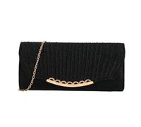 MALSSE Accattivante borsa a tracolla con dettagli pieghettati, borsetta da sera borsa a tracolla adatta per feste, matrimoni, serate, Nero , One Size