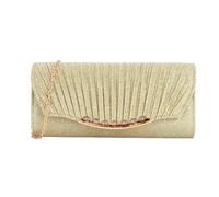 MALSSE Accattivante borsa a tracolla con dettagli pieghettati, borsetta da sera borsa a tracolla adatta per feste, matrimoni, serate, Oro, One Size