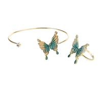 MALSSE Alla moda Farfalla Aperto Polsino E Anelli Elegante Accessorio Dei Monili Per Le Donne Alla Moda Signore Abbigliamento Casual Elegante