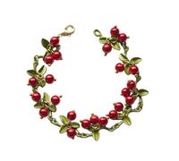 MALSSE Alla moda Foglie Di Pianta Perline Braccialetto Per Le Donne Vintage Foglia Cranberry Bracciali Elegante Partito Gioielli Regalo, Misura unica, come descritto