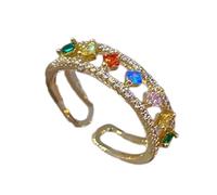 MALSSE Anelli colorati di zircone alla moda geometrici anelli di zircone donna gioielli di fascino per le donne con design aperto regolabile accessorio di moda