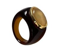 MALSSE Anelli geometrici in resina trasparente/ambra tono semplice texture gioielli per donne e ragazze trasparente/ambra tono gioielli, Misura unica, come descritto, come descritto