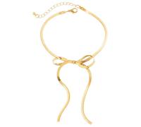 MALSSE Bella cavigliera con fiocco, elegante catena lunga, accessorio regolabile per donne di tutte le dimensioni della caviglia, Misura unica, come descritto
