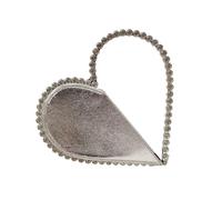 MALSSE Borsa a mano delicata a forma di cuore con strass luccicanti decorazione borsa da sera adatta per matrimoni ed eventi speciali elegante pochette nera, Argento, One Size