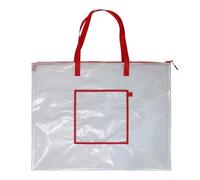 MALSSE Borsa a rete trasparente con cerniera per poster, materiale artistico, borsa per progetti artistici, studenti, bambini, Rosso