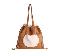 MALSSE Borsa a secchiello in pelle scamosciata retrò con chiusura a coulisse borsa a tracolla alla moda sotto le ascelle borsa a tracolla per tutti i giorni essenziale funzionale borsa, Marrone