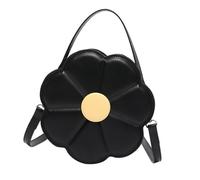 MALSSE Borsa a tracolla accattivante Borsa a tracolla delicata a forma di fiore Borse a tracolla in pelle PU Borsa casual per ufficio e viaggio Borsa a catena artistica, Nero , One Size