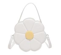 MALSSE Borsa a tracolla accattivante Borsa a tracolla delicata a forma di fiore Borse a tracolla in pelle PU Borsa casual per ufficio e viaggio Borsa a catena artistica, bianco, One Size