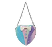 MALSSE Borsa a tracolla alla moda in pelle PU a forma di cuore carino divertente papillon borsa piccola borsa per varie situazioni borsa alla moda, Blu, One Size
