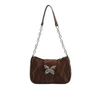 MALSSE Borsa a tracolla alla moda in pelle PU borsa a tracolla delicata con fiocco borsa ascellare perfetta per lo shopping quotidiano da lei, Caff, One Size
