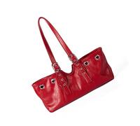 MALSSE Borsa a tracolla borchiata a tema moto Edgy borsa a tracolla convertibile borsa ascellare pratica resistente all'usura PU interni spaziosi borsa in pelle PU di grande capacità, Rosso, One Size