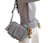 MALSSE Borsa a tracolla casual da donna in nylon, leggera e pratica, con pieghettatura, grigio, One Size