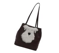 MALSSE Borsa a tracolla con cane in stile cartone animato, spaziosa e pratica, borsa a tracolla in poliuretano, borsa a tracolla per tutti i giorni, lavoro e viaggio, Caff, One Size