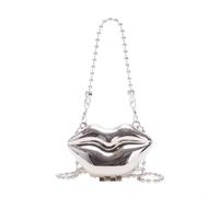 MALSSE Borsa a tracolla creativa per gli appassionati di moda, piccola borsa da sera Crossobdy borsa a mano per ogni occasione accattivante frizione, Argento, One Size
