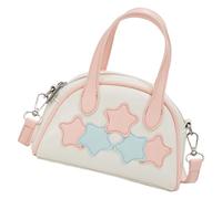 MALSSE Borsa a tracolla da donna a cinque punte con stella borsa a tracolla in pelle PU borsa messaggeri moda bowling shopping donna tracolla squisita bowling borsa a stella a cinque punte, bianco