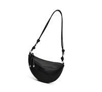 MALSSE Borsa a tracolla da donna alla moda tinta unita piccola borsa a tracolla in pelle PU con cerniera borsa a tracolla per casual e pendolarismo retrò borsa ascellare, Nero , One Size