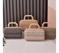 MALSSE Borsa a tracolla da donna elegante borsa da spiaggia quotidiana in paglia All-matching Crossbody shopping appuntamenti per vacanze donna spiaggia elegante tracolla in paglia con manico in legno