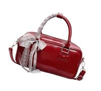 MALSSE Borsa a tracolla da donna in pelle PU con cerniera casual borsa a tracolla con cinghie rimovibili regali borsa da donna, Rosso, Taglia unica