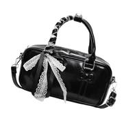 MALSSE Borsa a tracolla da donna in pelle PU con cerniera casual borsa a tracolla con cinghie rimovibili regali borsa da donna, Nero , Taglia unica