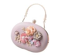 MALSSE Borsa a tracolla da donna, multifunzione, decorata con fiori, elegante, borsa da sera, per cene e gala, accattivante borsa per occasioni, Viola, One Size