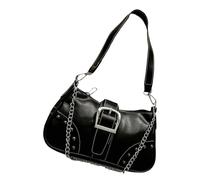 MALSSE Borsa a tracolla di colore solido di modo per le donne pratica borsa dell'unità di elaborazione borsa casual ascellare con la decorazione della catena, Nero , One Size