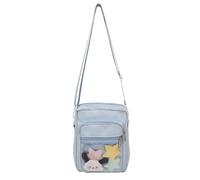 MALSSE Borsa a tracolla giapponese Itabag con finestra trasparente in nylon borsa a tracolla anime con display a pin piccola borsa a tracolla per donna in nylon piccola borsa a tracolla, Blu, One Size