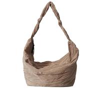 MALSSE Borsa a tracolla in nylon accattivante per studenti borsa a tracolla pieghettata casual con ampia borsa da giorno casual, cachi, One Size