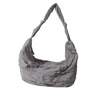MALSSE Borsa a tracolla in nylon accattivante per studenti borsa a tracolla pieghettata casual con ampia borsa da giorno casual, grigio, One Size