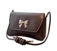 MALSSE Borsa a tracolla in pelle PU con fiocco dettaglio borse a tracolla moda borsa ascellare tracolla regolabile per donna borsa a tracolla casual, Caff, One Size