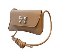 MALSSE Borsa a tracolla in pelle PU con fiocco dettaglio borse a tracolla moda borsa ascellare tracolla regolabile per donna borsa a tracolla casual, cachi, One Size