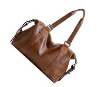 MALSSE Borsa a tracolla in pelle PU da donna alla moda con tracolla regolabile e spaziosa maniglia interna superiore scuola e ufficio, Marrone, One Size