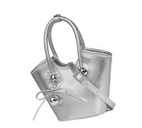 MALSSE Borsa a tracolla in pelle PU di grande capacità borsa a tracolla vintage Handabg borse a tracolla con ciondolo alla moda per uso quotidiano borsa multifunzione, Argento, One Size