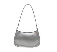 MALSSE Borsa a tracolla in pelle PU retrò per le donne borsa morbida ed elegante borsa casual ascellare per date feste e shopping borsa a tracolla retrò, Argento, One Size