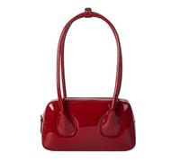 MALSSE Borsa a tracolla in pelle PU tinta unita per le donne coreano ascellare con cerniera borsa con manico superiore da donna, Rosso, universal