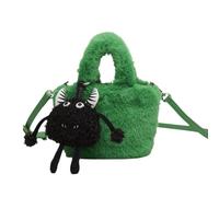 MALSSE Borsa a tracolla in peluche carina piccola borsa a tracolla borsa a tracolla in peluche pochette rimovibile per donne autunno inverno shopping, Verde, One Size