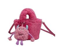 MALSSE Borsa a tracolla in peluche carina piccola borsa a tracolla borsa a tracolla in peluche pochette rimovibile per donne autunno inverno shopping, Rosso, One Size