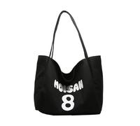 MALSSE Borsa a tracolla in tela casual accattivante con spaziosa borsa per la spesa interna pratica borsa per la spalla essenziale quotidiana, Nero , One Size