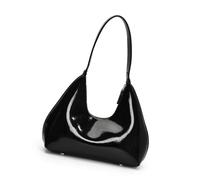 MALSSE Borsa a tracolla lucida PU pratica ed elegante borsa da ufficio elegante borse ascellari borsa da donna per varie occasioni borsa da donna, Nero , One Size