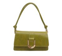 MALSSE Borsa a tracolla nera alla moda adatta per professionisti e studenti borsa a tracolla in pelle PU con tracolla pratica borsa hardware, Verde, One Size