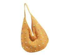 MALSSE Borsa a tracolla per donna all'uncinetto borsa a tracolla estetica ascella femminile ascellare colorata spiaggia donna uncinetto spalla spiaggia borsa colorata ascella estetica, Giallo, Taglia