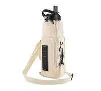 MALSSE Borsa a tracolla regolabile per bottiglia d'acqua con tasche Portabottiglie di grande capacità per gli appassionati di fitness Supporto isolante di grande capacità, crema, Taglia unica
