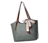 MALSSE Borsa a tracolla retrò alla moda per le donne pratica borsa ascellare in pelle PU di grande capacità leggera per l'uso quotidiano per pendolari di grande capacità, Blu e grigio, One Size