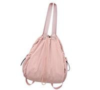 MALSSE Borsa a tracolla semplice in nylon tinta unita con coulisse borsa da scuola di grande capacità per studenti e pendolari elegante borsa da scuola, B, One Size