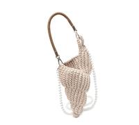 MALSSE Borsa a tracolla tessuta a mano per le donne Borsa a tracolla alla moda Borsa elegante Maniglia superiore Incontri Conchiglie Donna Crossbody intrecciata a mano Borsa alla moda femminile, cachi